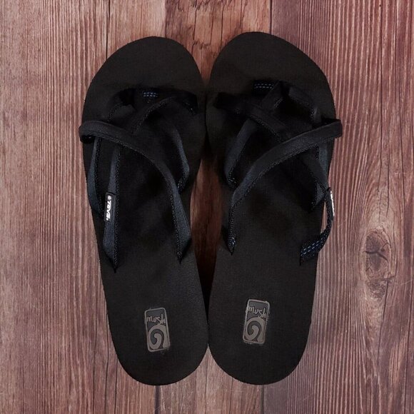 Teva Womens Sz 10 Black Mush Mandalyn Wedge Ola 2 Sandals Slip On Slides 1000099 - Picture 6 of 14